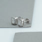 Emerald Cut Halo Stud  Earrings