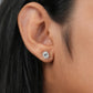 Emerald Cut Halo Stud  Earrings