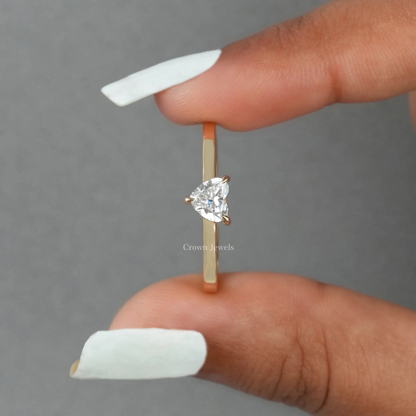 Heart Cut Lab  Grown Diamond  Solitaire Engagemet Ring
