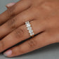 Oval Cut Lab Diamond  Half Wedding  Band