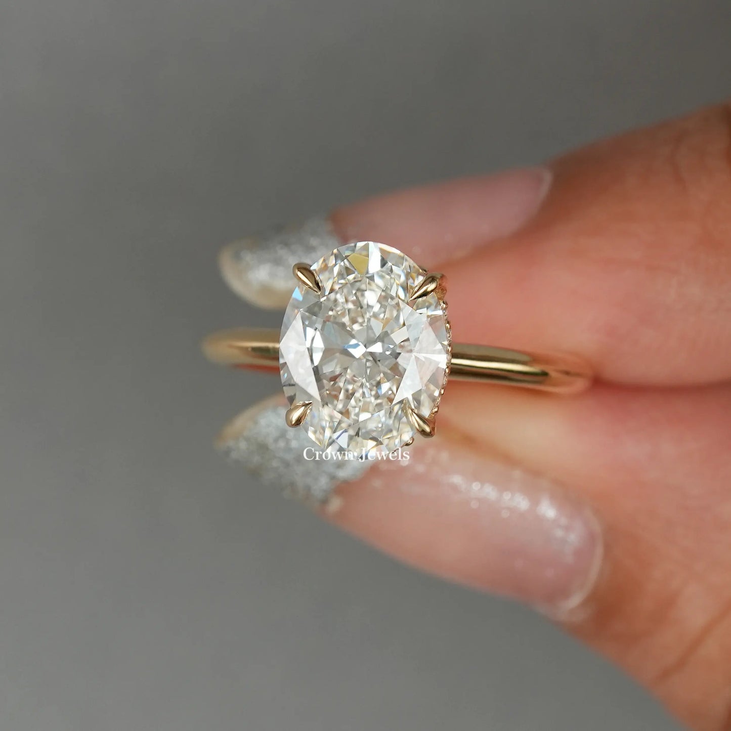 Oval Cut Lab Grown Diamond  Engagement Ring