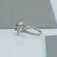 Pink Radiant Cut Double Halo  Ring