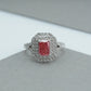 Pink Radiant Cut Double Halo  Ring
