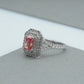 Pink Radiant Cut Double Halo  Ring