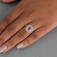 Pink Radiant Cut Double Halo  Ring