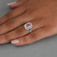 Pink Radiant Cut Double Halo  Ring