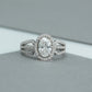 Oval Cut Halo Diamond Triple Shank Engagement Ring