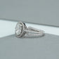 Oval Cut Halo Diamond Triple Shank Engagement Ring