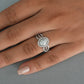 Oval Cut Halo Diamond Triple Shank Engagement Ring