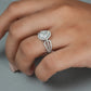 Oval Cut Halo Diamond Triple Shank Engagement Ring