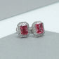 Pink Radiant Cut Lab Grown Diamond Halo Stud