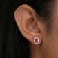 Pink Radiant Cut Lab Grown Diamond Halo Stud