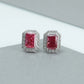Pink Radiant Cut Lab Grown Diamond Halo Stud