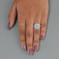 Step Cut Oval Cluster  Diamond Engagement  Ring