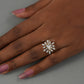 Lotus Cut Cluster Diamond Engagement Ring