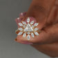 Lotus Cut Cluster Diamond Engagement Ring