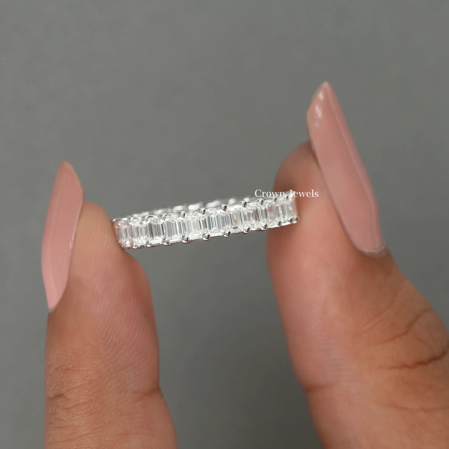 Emerald Cut Full Eternity Wedding Band