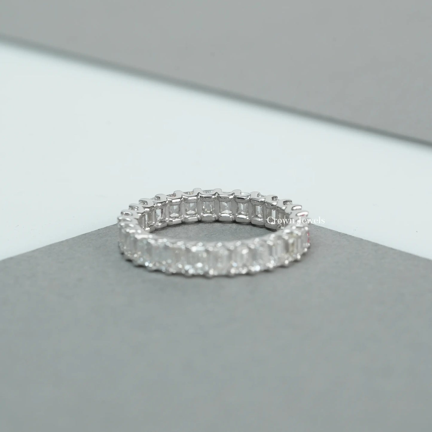 Emerald Cut Full Eternity Wedding Band
