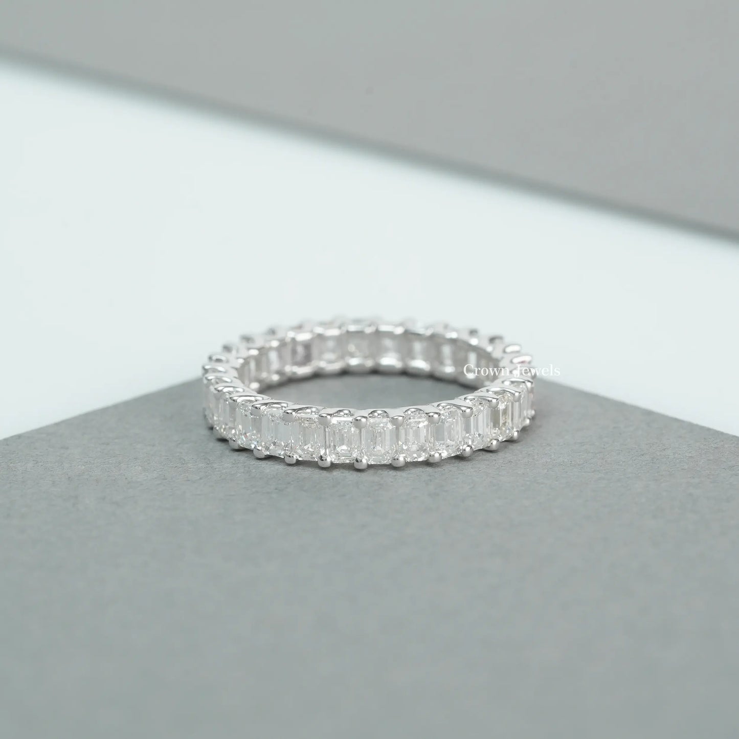 Emerald Cut Full Eternity Wedding Band