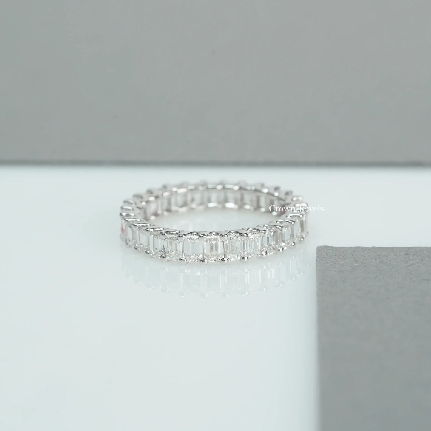 Emerald Cut Full Eternity Wedding Band