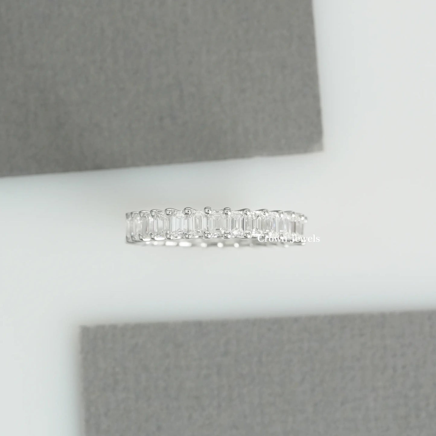 Emerald Cut Full Eternity Wedding Band