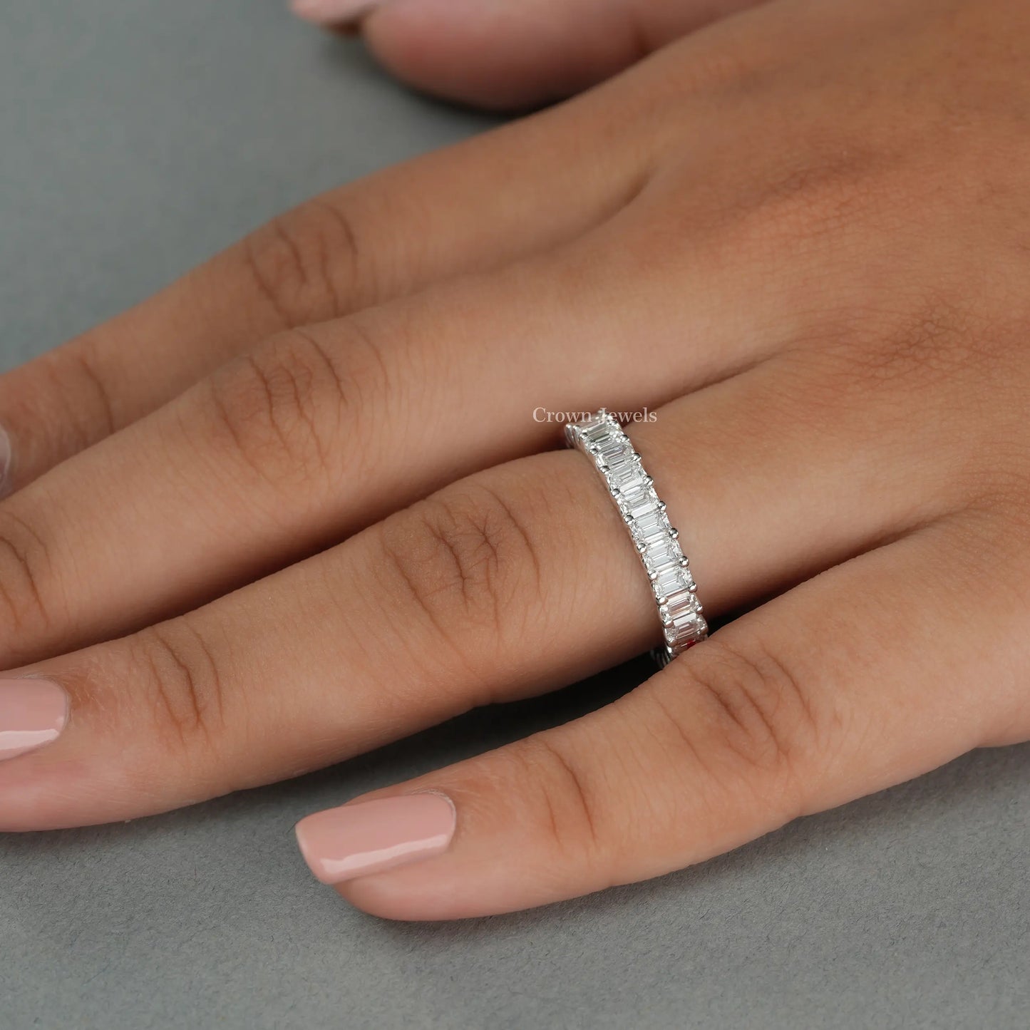 Emerald Cut Full Eternity Wedding Band
