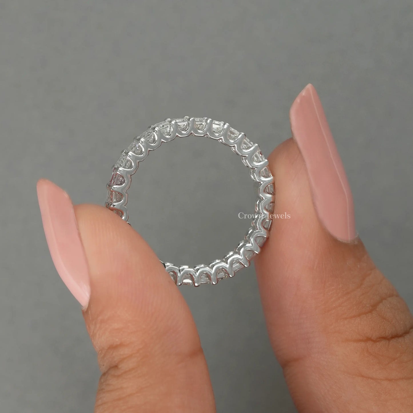 Emerald Cut Full Eternity Wedding Band