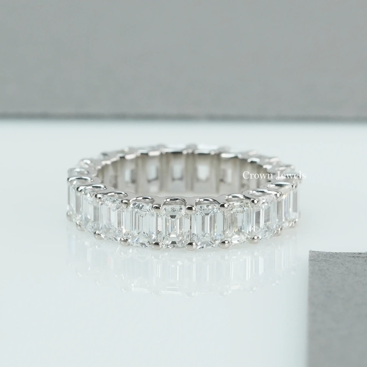 Emerald Diamond Full Eternity  Wedding Band
