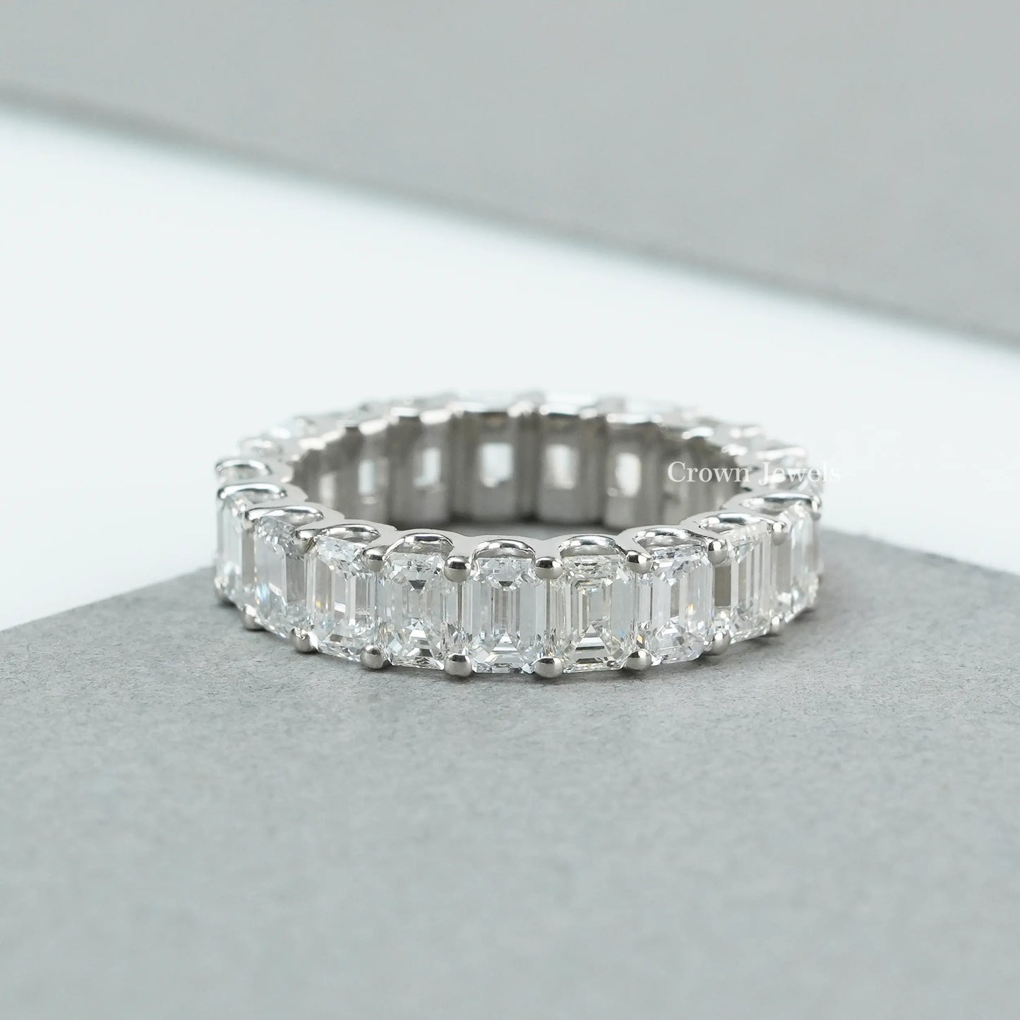 Emerald Diamond Full Eternity  Wedding Band