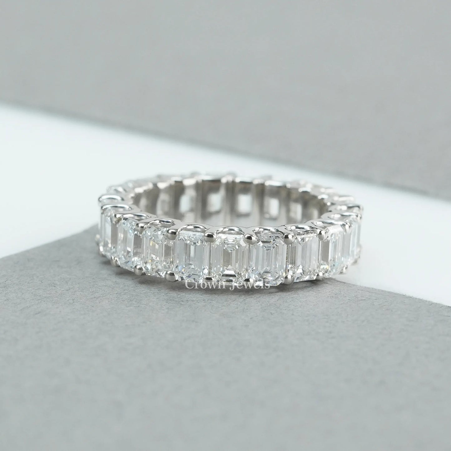 Emerald Diamond Full Eternity  Wedding Band