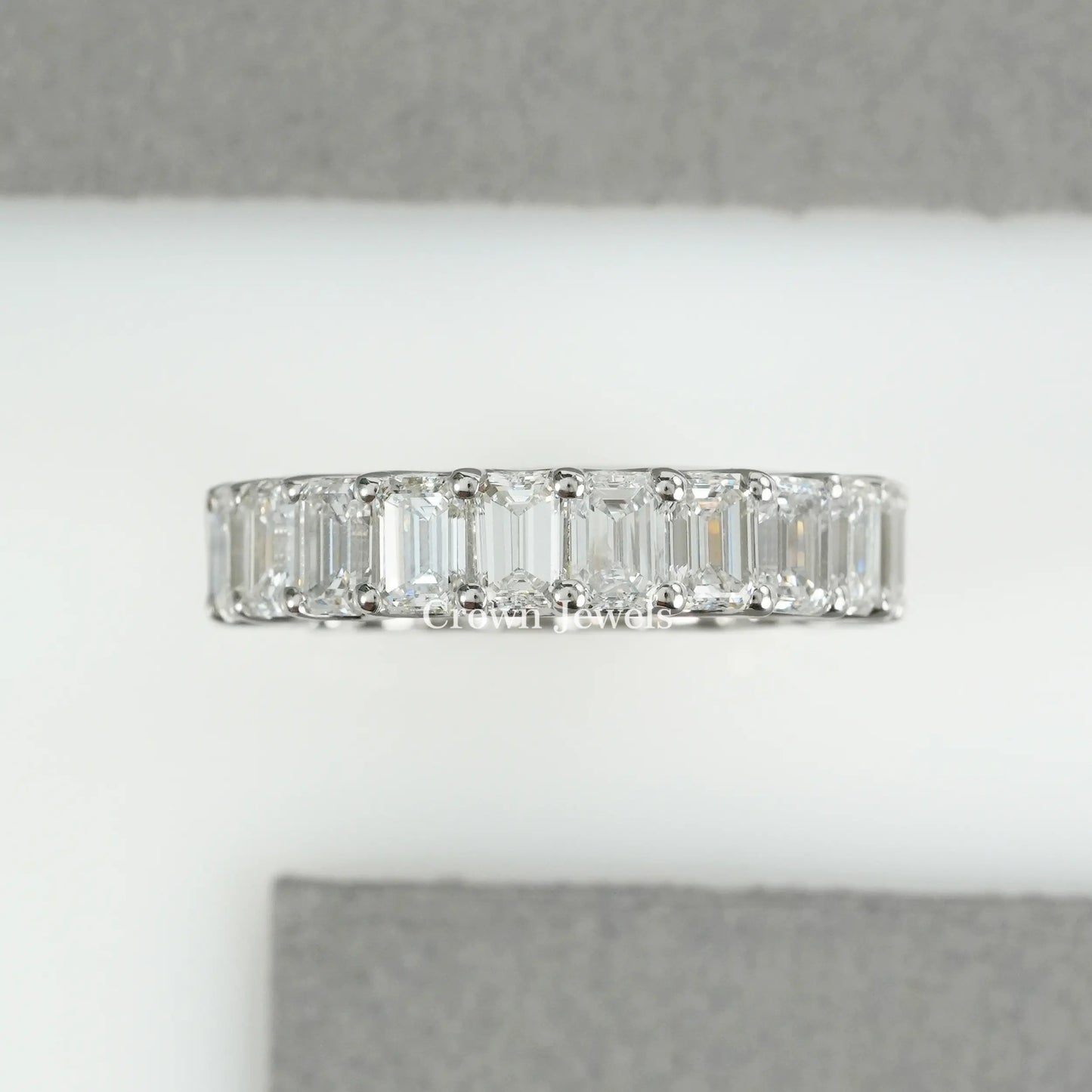 Emerald Diamond Full Eternity  Wedding Band