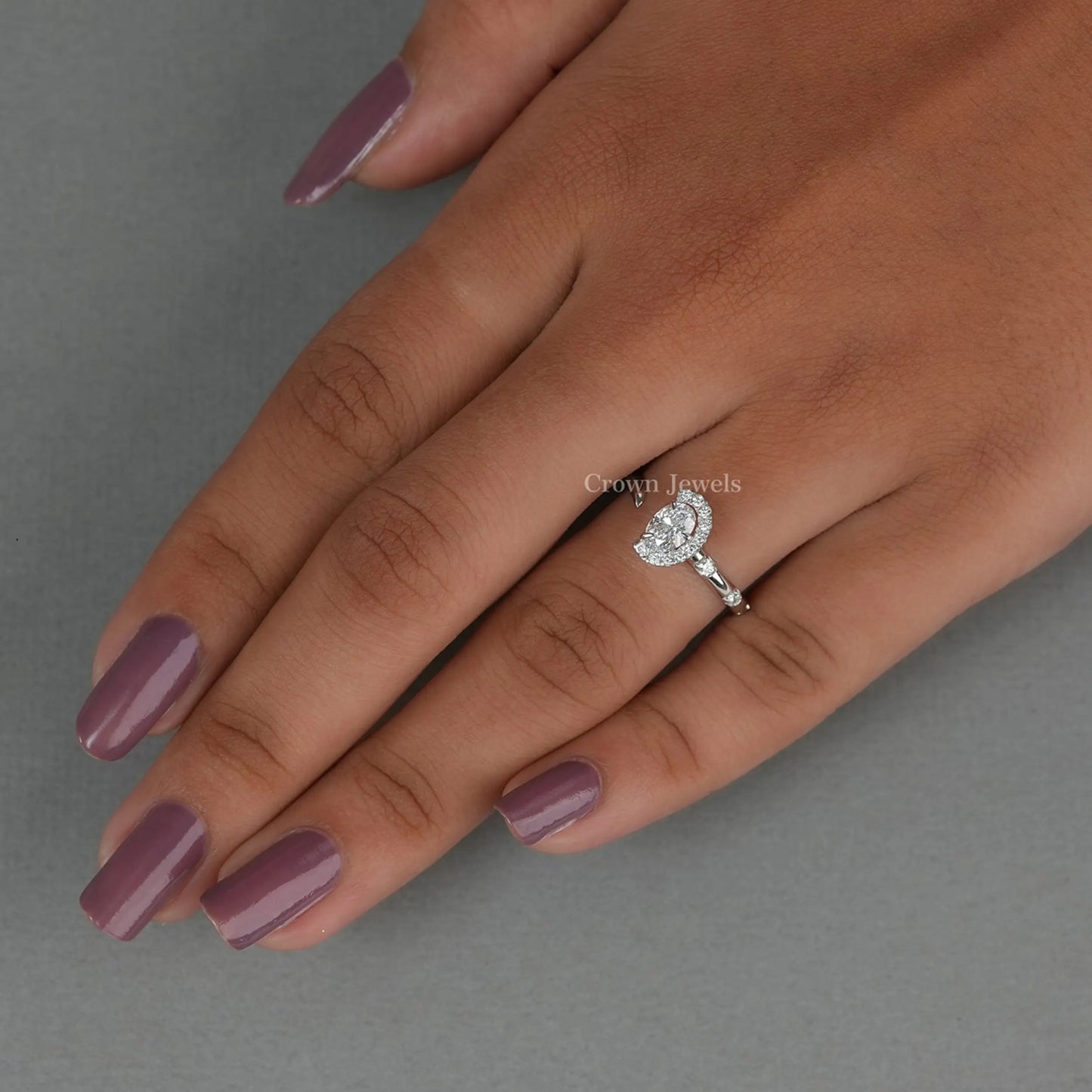 Oval Half Halo Open Cuff Wedding Ring