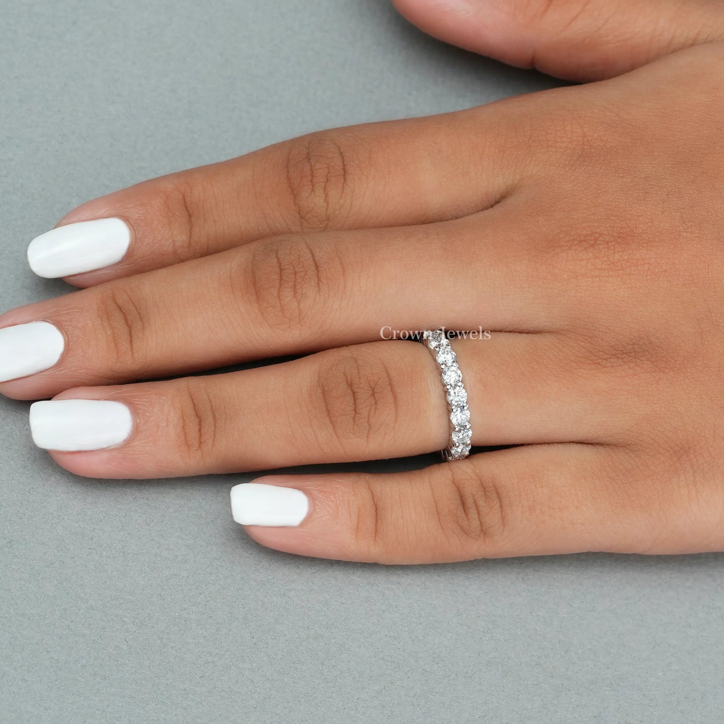 Round Cut  Full Eternity Wedding  Band