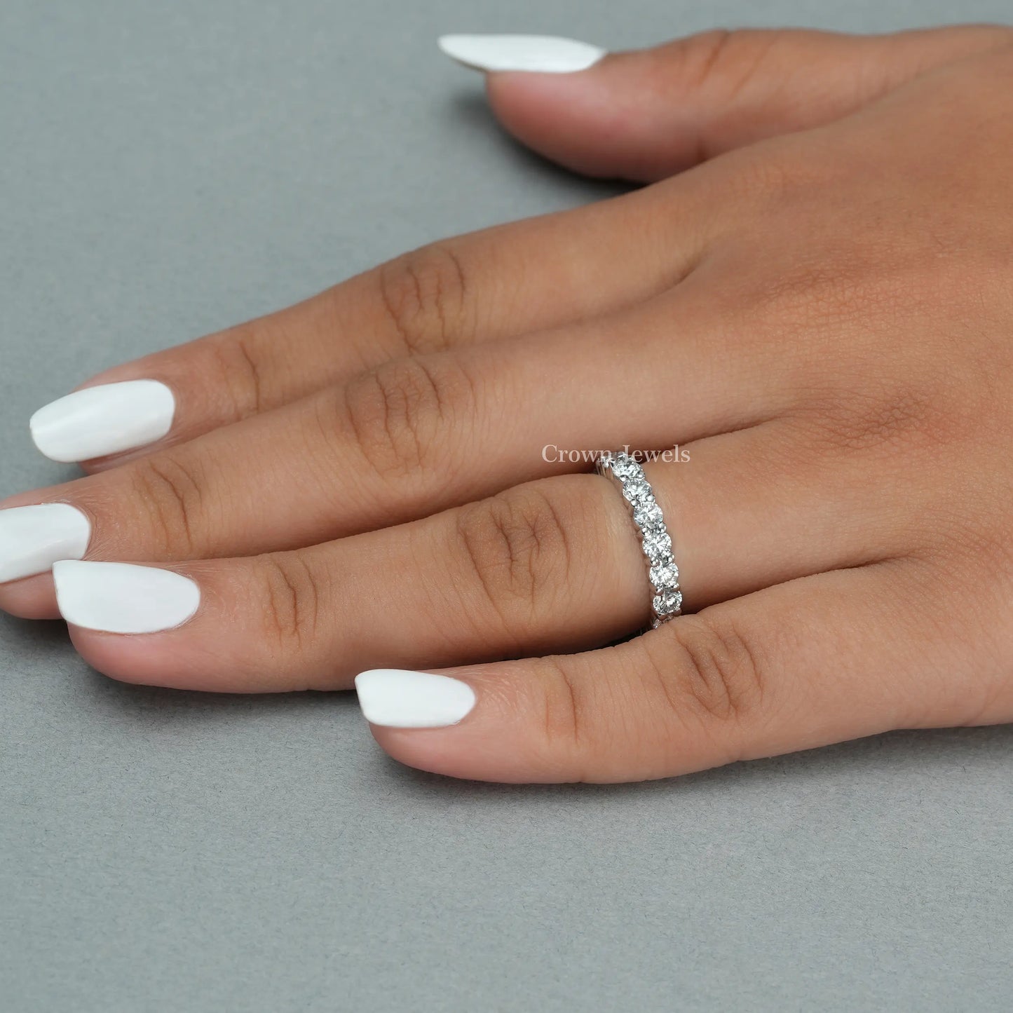 Round Cut  Full Eternity Wedding  Band
