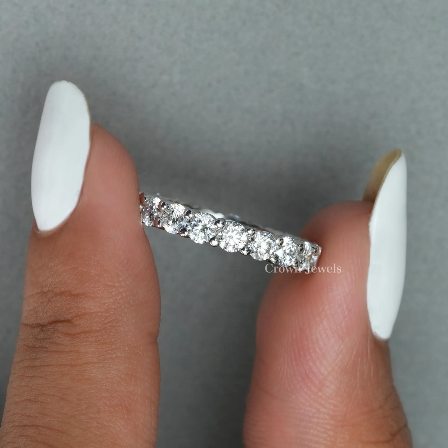 Round Cut  Full Eternity Wedding  Band