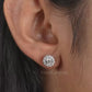 Round Cut Halo Diamond  Stud Earrings