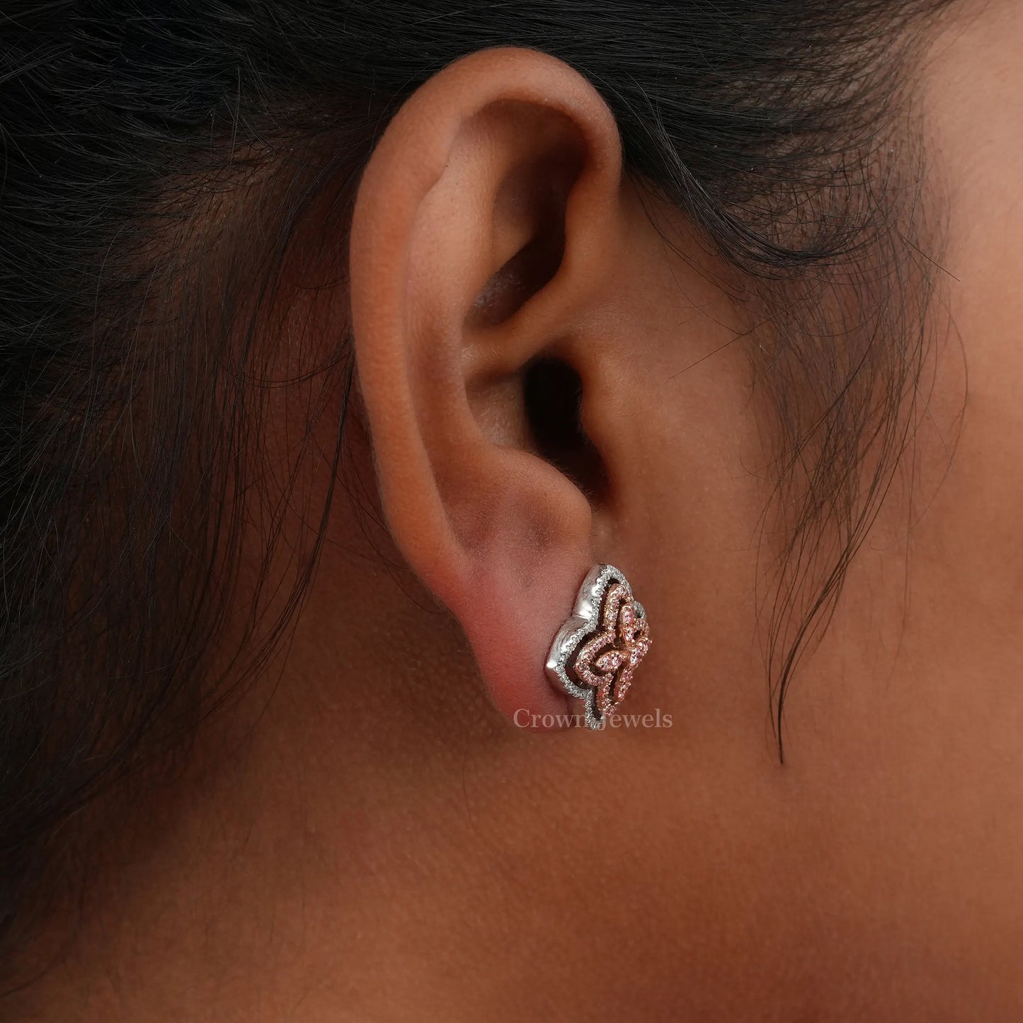 Round Cluster Diamond Stud Earrings