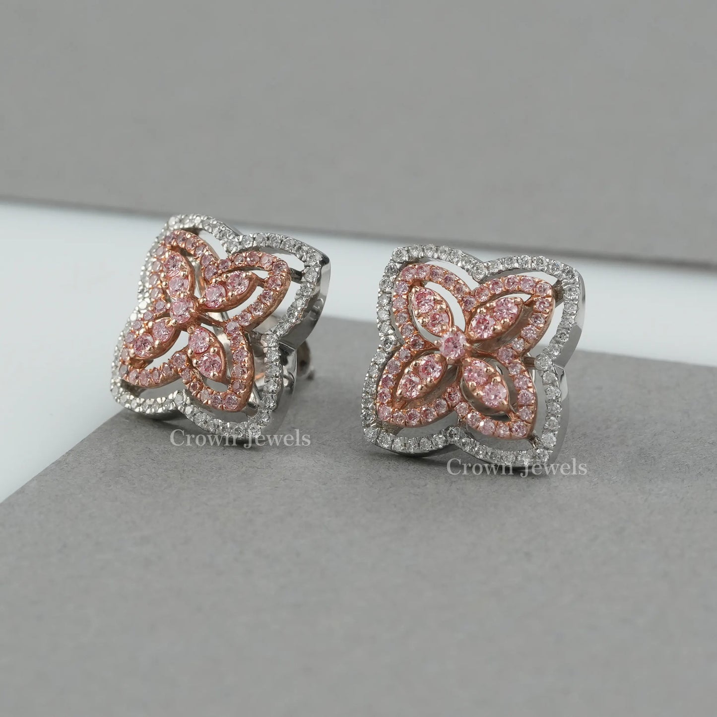 Round Cluster Diamond Stud Earrings