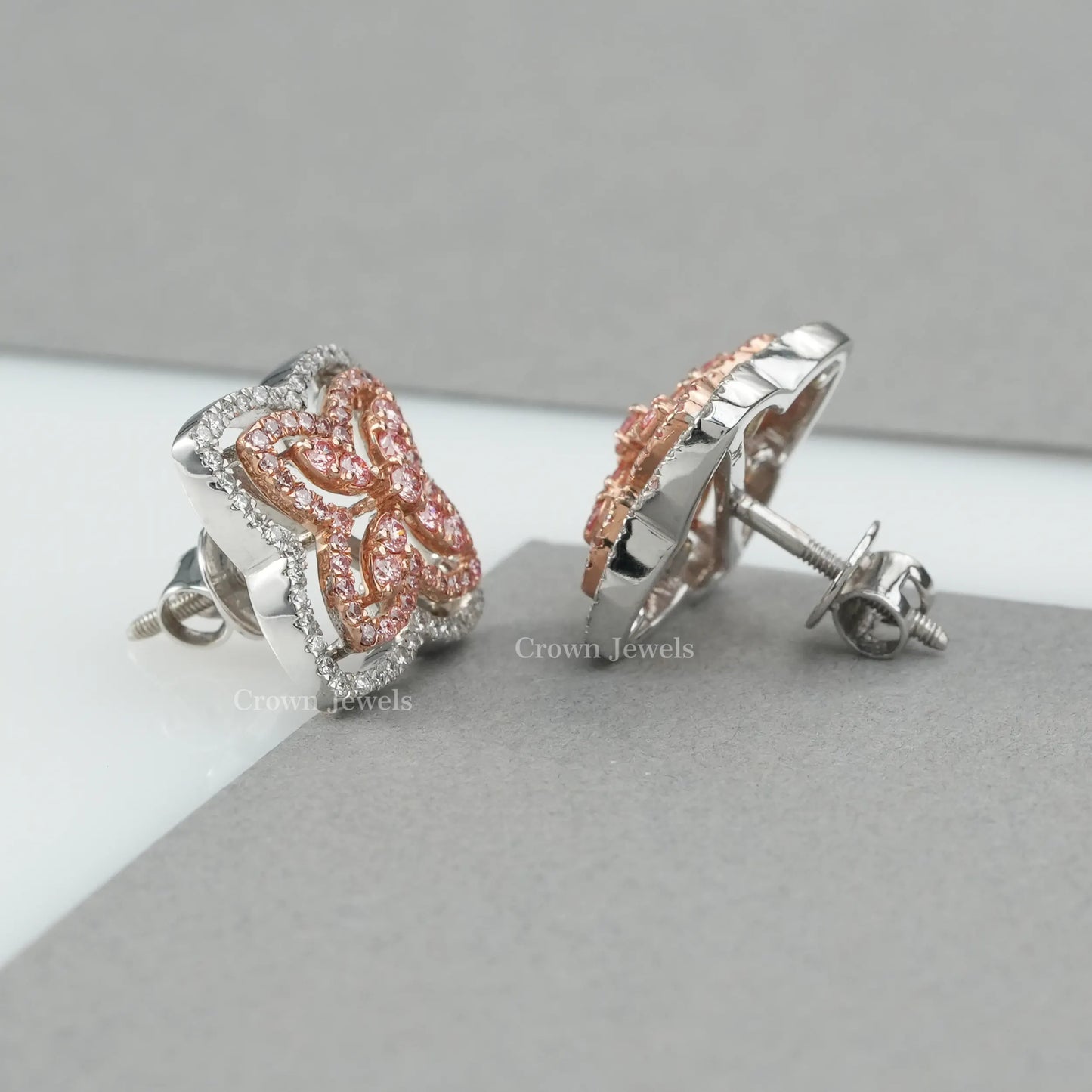 Round Cluster Diamond Stud Earrings