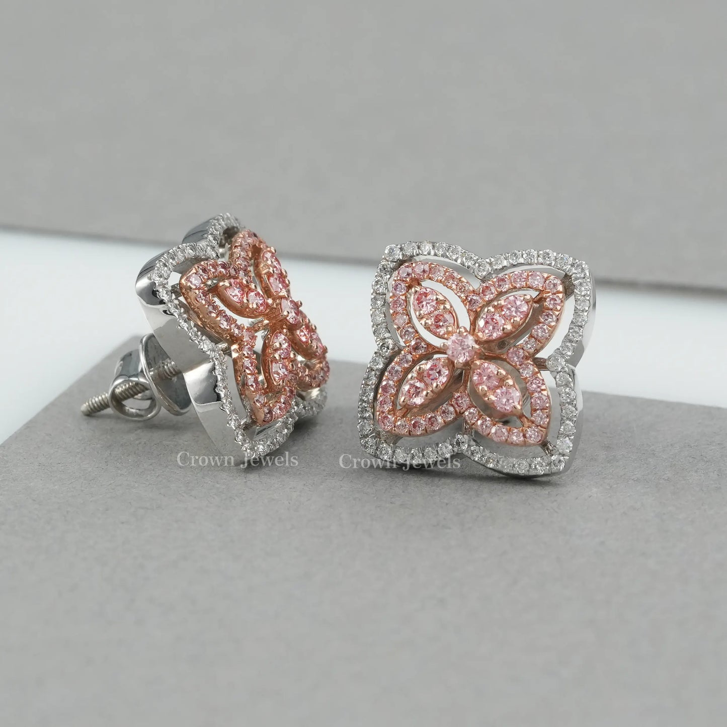 Round Cluster Diamond Stud Earrings