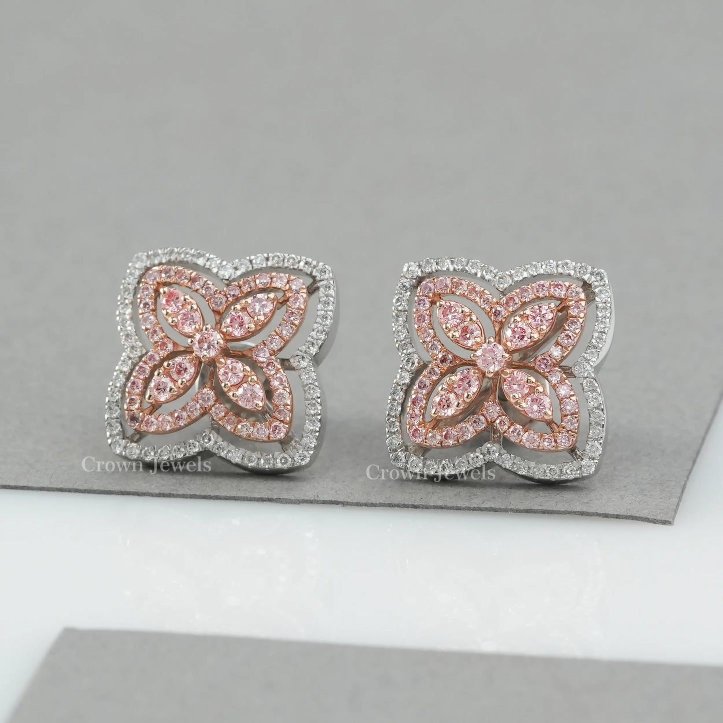 Round Cluster Diamond Stud Earrings