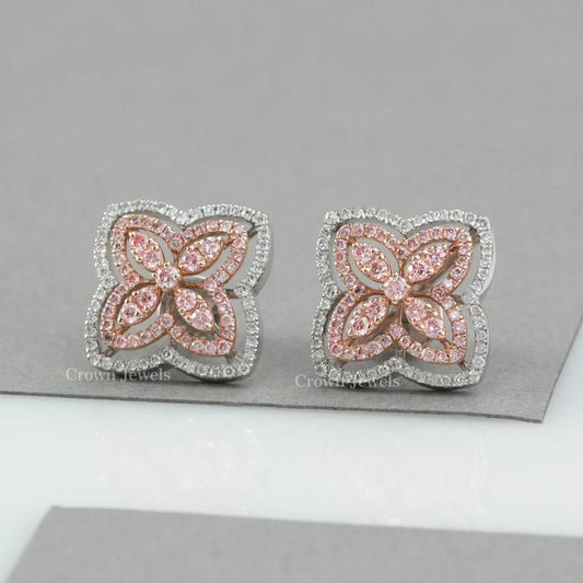 Round Cluster Diamond Stud Earrings