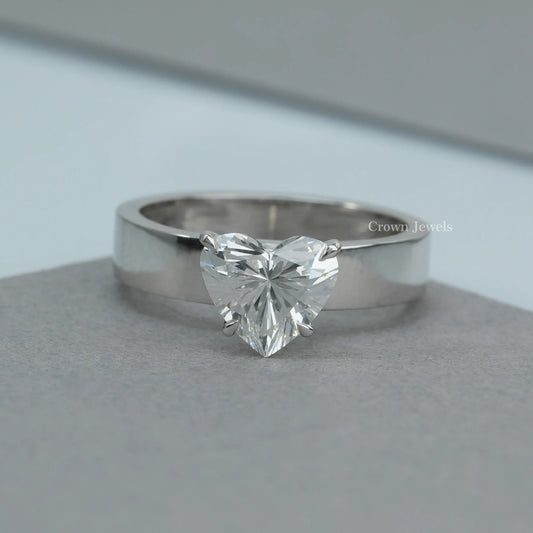 Heart Cut Hidden Halo Solitaire Diamond Ring