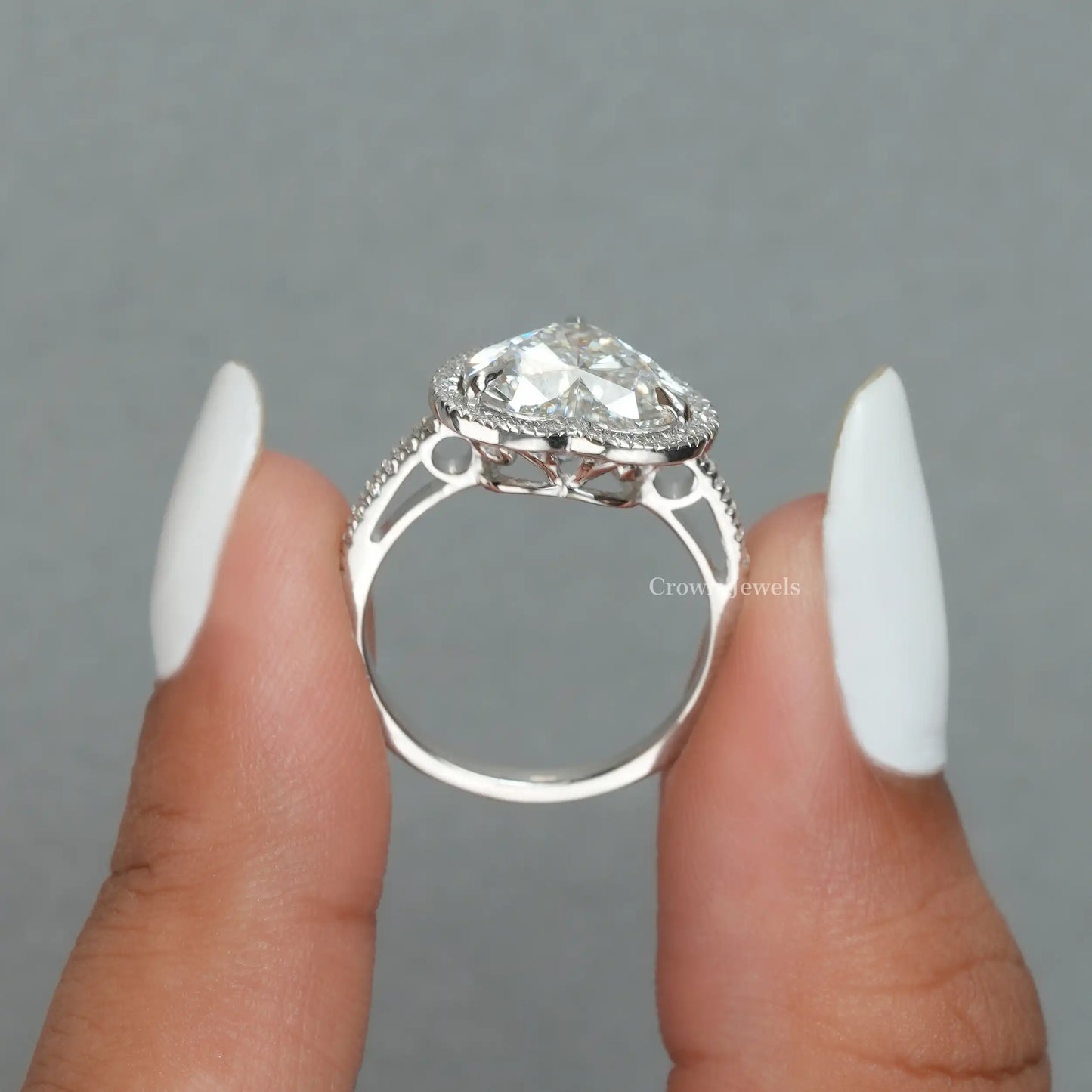 Heart Cut Lab Grown Halo Diamond Ring
