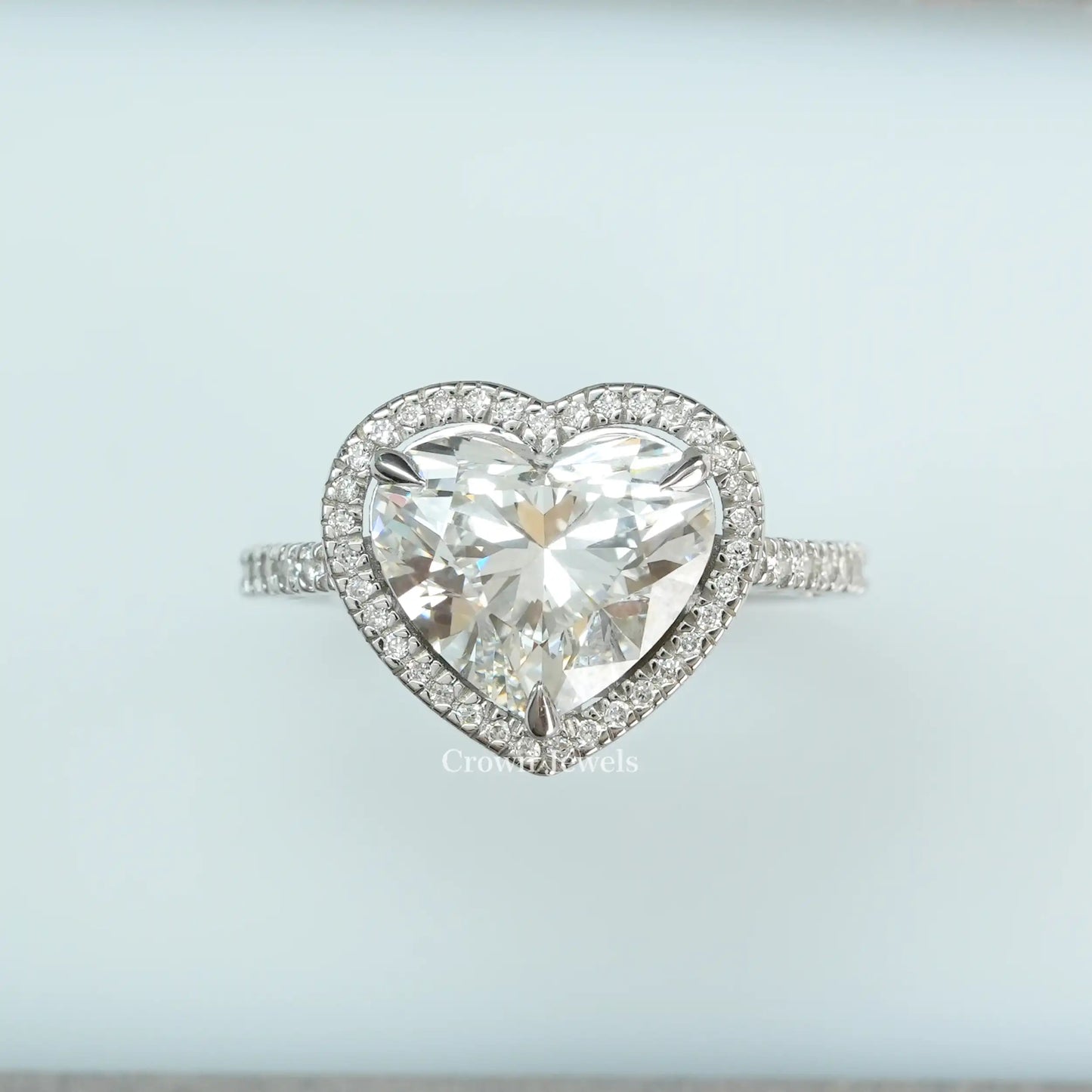Heart Cut Lab Grown Halo Diamond Ring