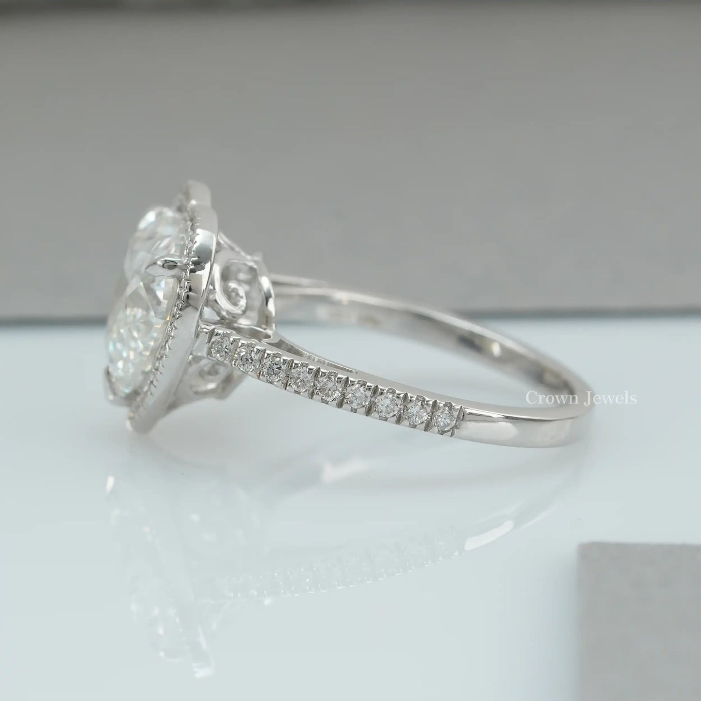 Heart Cut Lab Grown Halo Diamond Ring