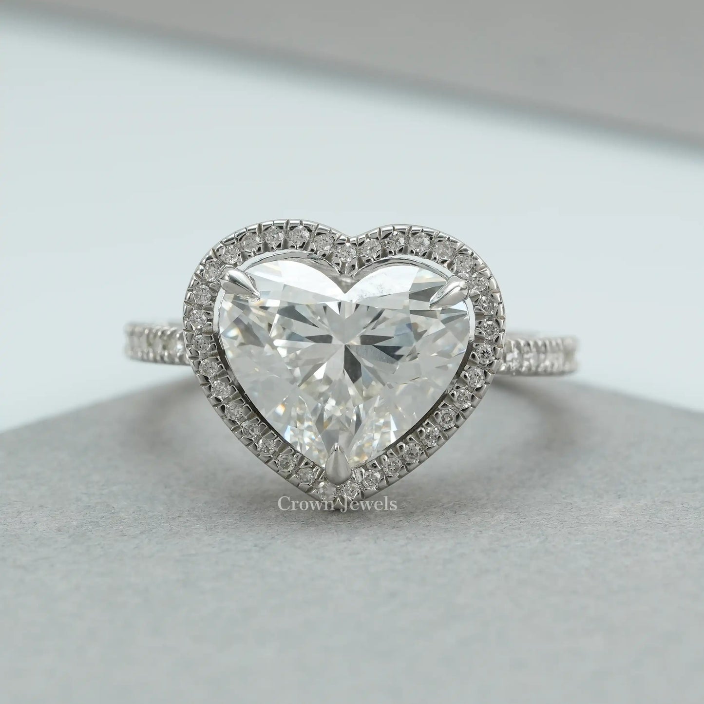 Heart Cut Lab Grown Halo Diamond Ring