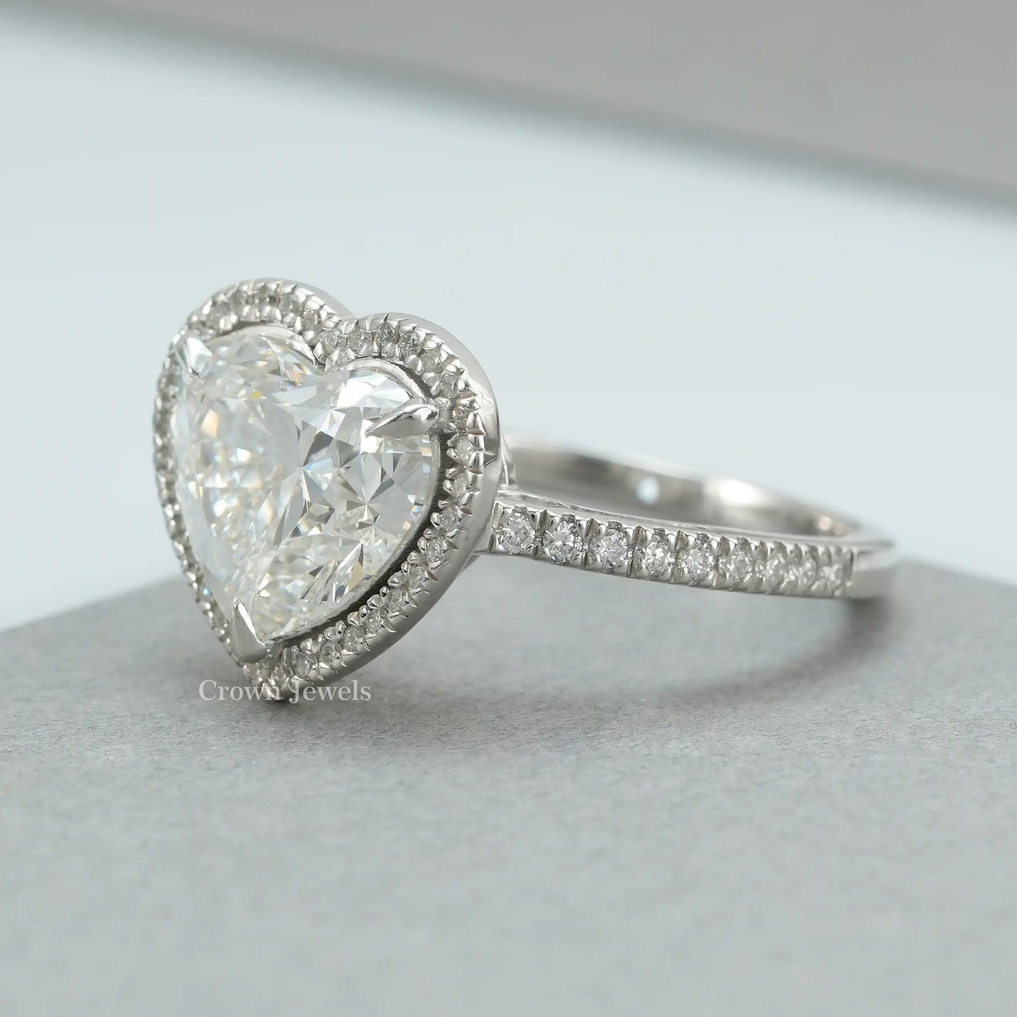 Heart Cut Lab Grown Halo Diamond Ring