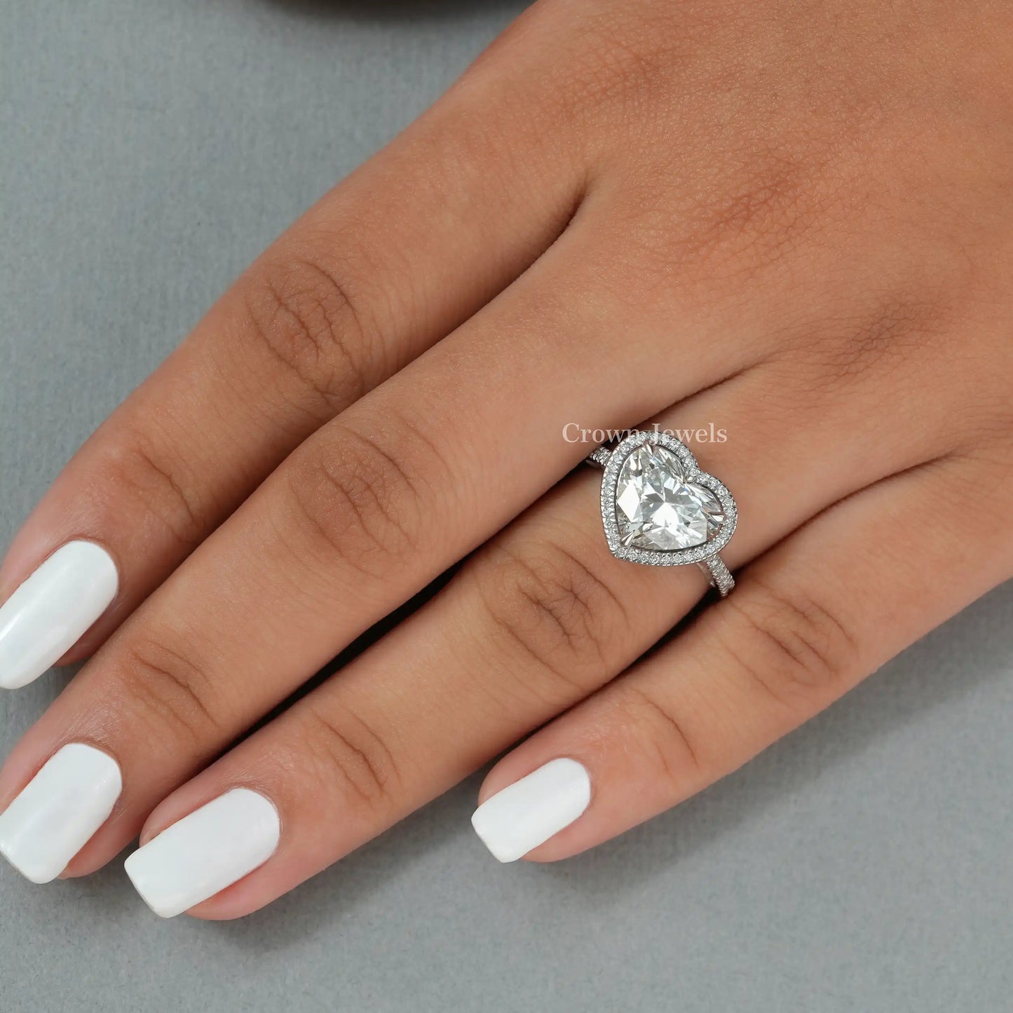 Heart Cut Lab Grown Halo Diamond Ring