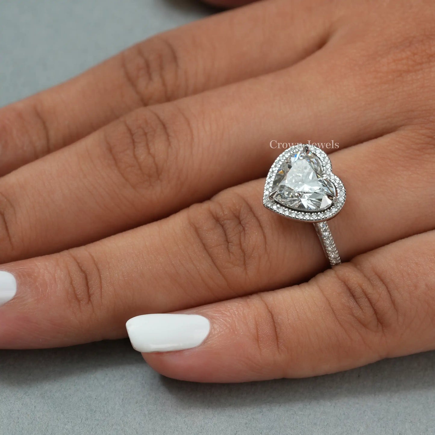 Heart Cut Lab Grown Halo Diamond Ring